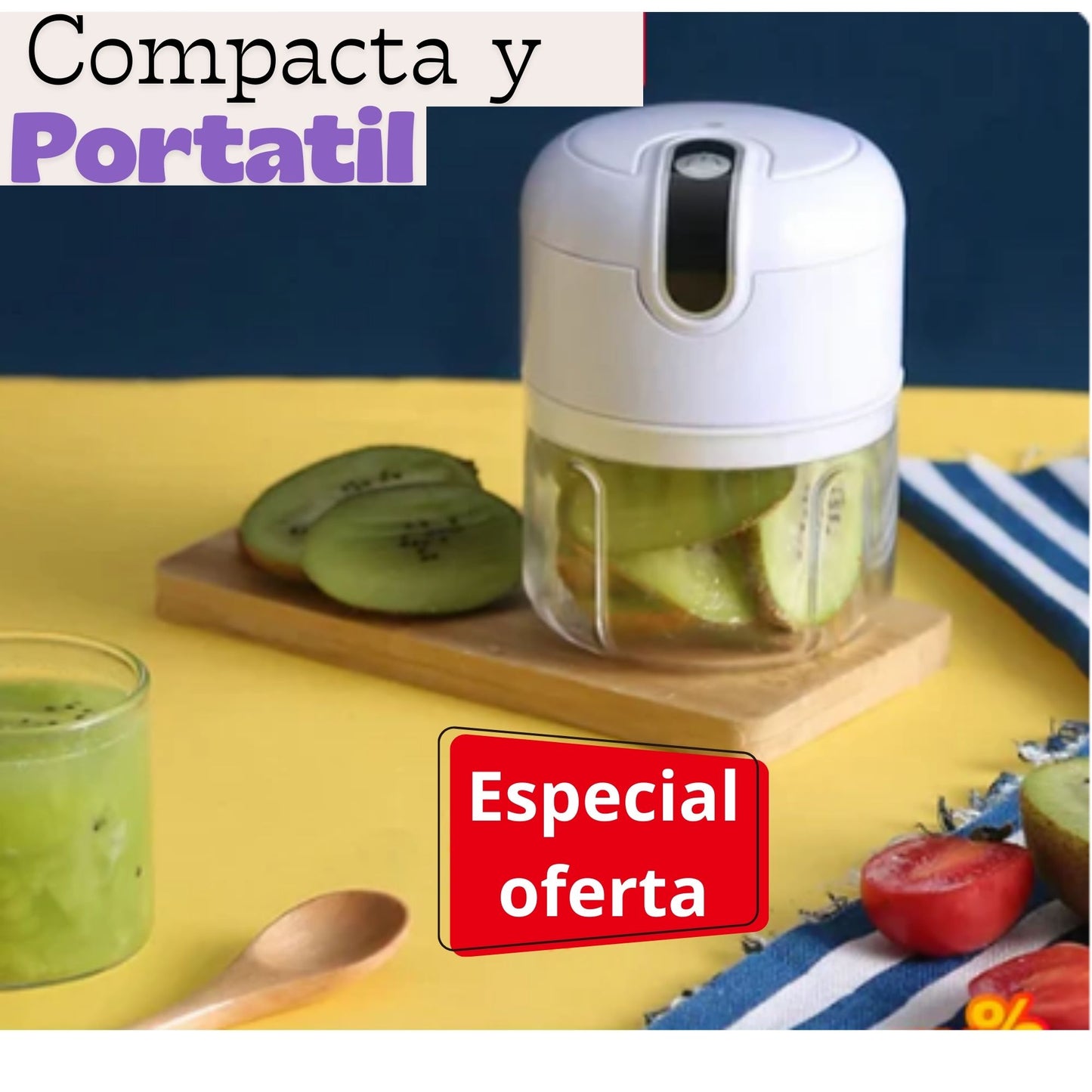 Mini Cortadora de Verduras USB • Rápida • Portátil • Recargable • Sin cables molestos
