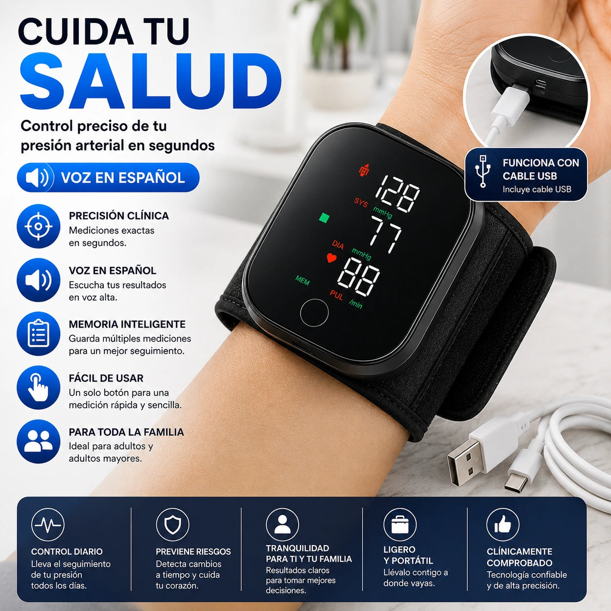VitalVoz - Escucha tu presión en segundos: TENSIOMETRO DIGITAL NEGRO