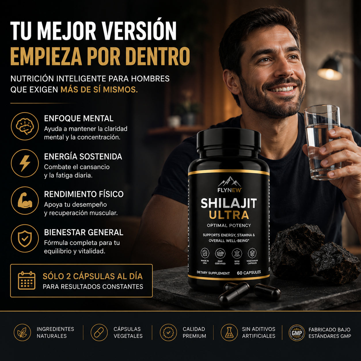 SHILAJIT ULTRA - Energía Todo el Día - 60 CAPSULAS