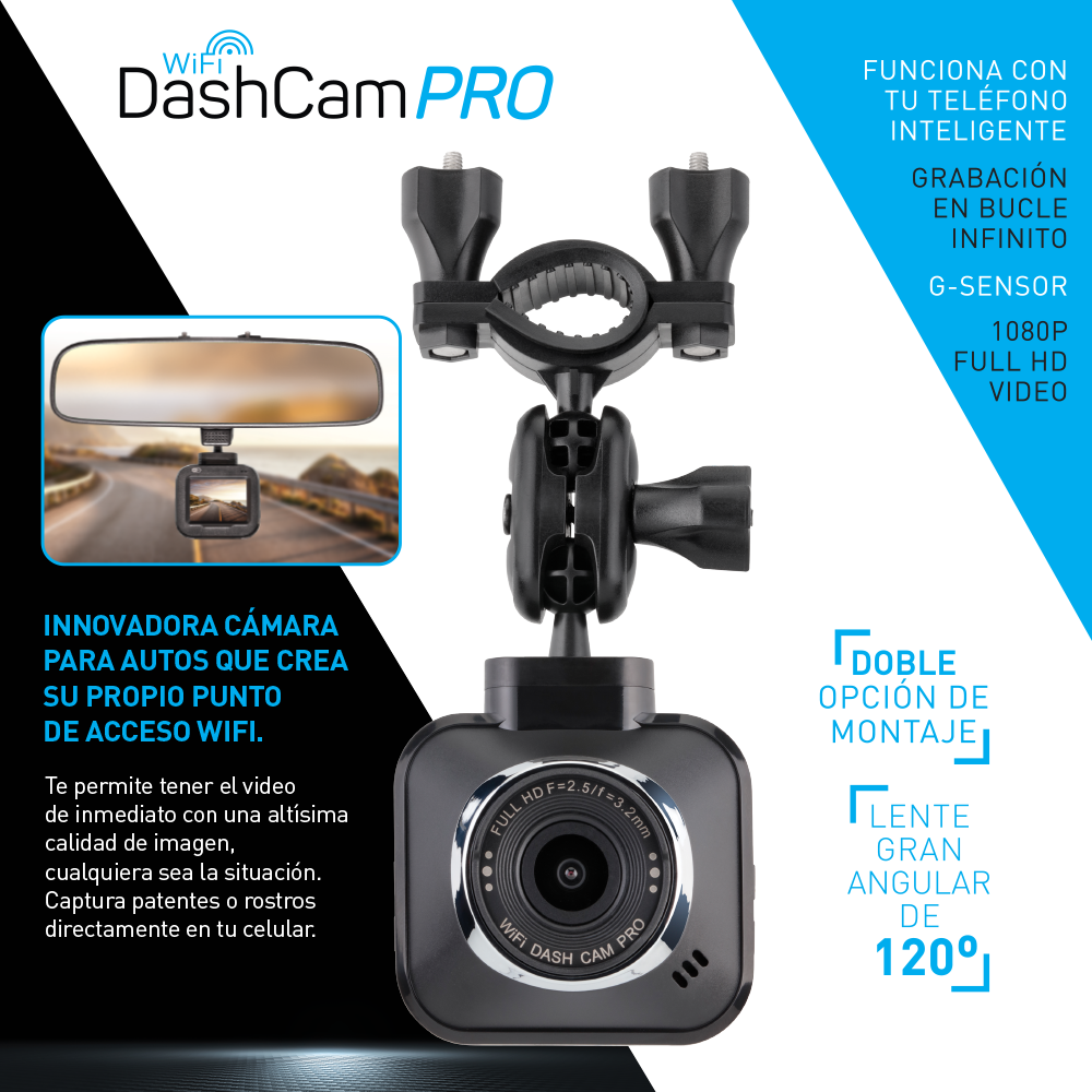 Wifi Dash Cam Pro Cámara para auto: Mayor tranquilidad al dejar tu auto estacionado