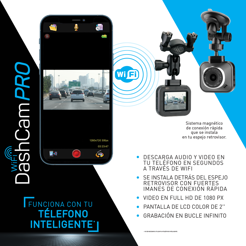Wifi Dash Cam Pro Cámara para auto: Mayor tranquilidad al dejar tu auto estacionado