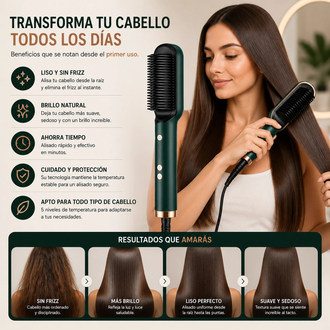 VelvetBrush - Liso perfecto sin plancha tradicional: Cepillo Alisador Rizador Multifuncional