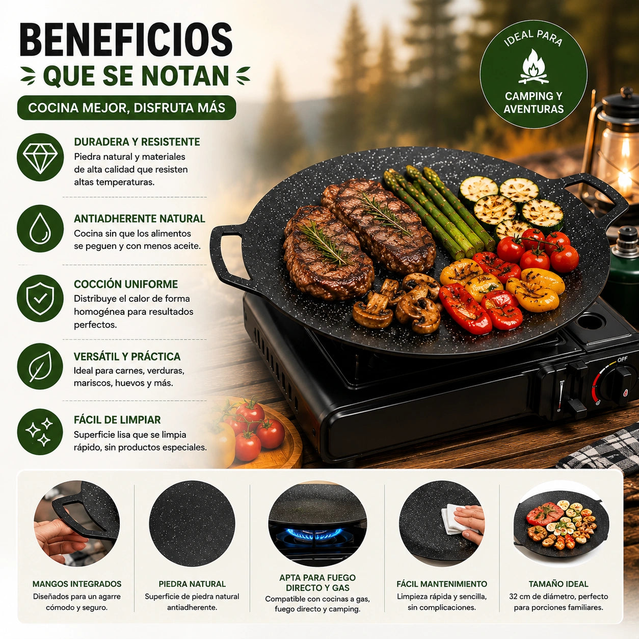 CoreaGrill Pro - Sella tu carne y vegetales como en restaurante: Plancha Coreana asado de disco