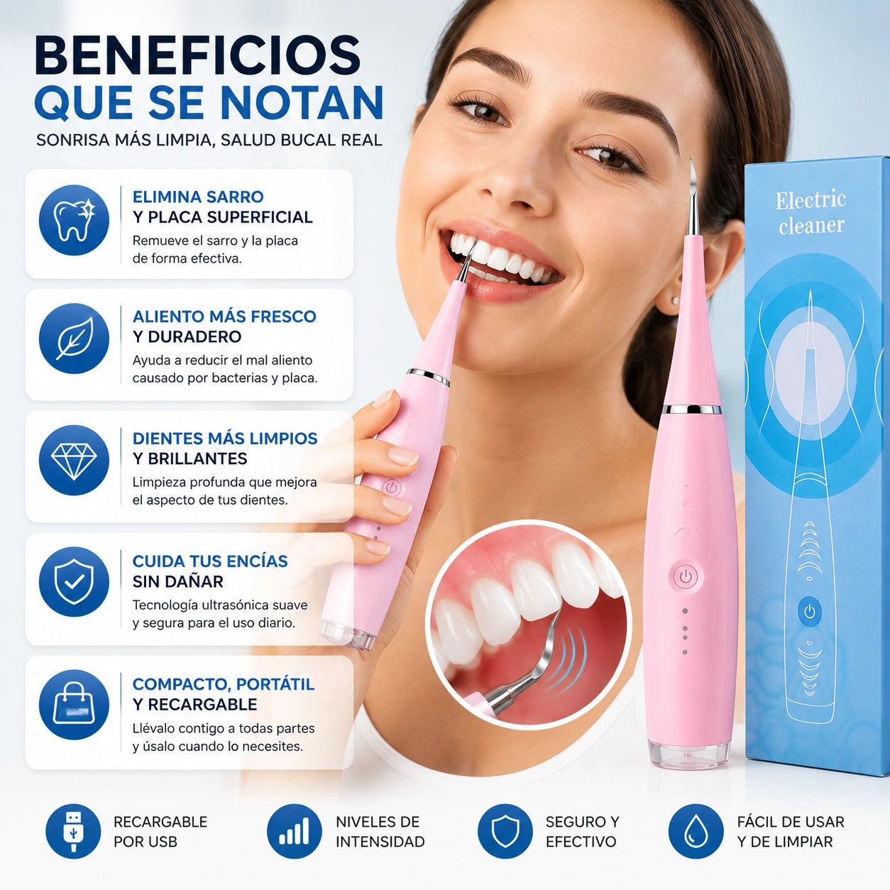 DentaClean – Dientes limpios sin ir al dentista: Removedor de sarro Dental Recargable