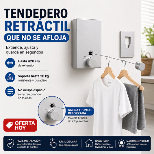 SpaceDry Pro - Seca ropa sin perder espacio: Tendedero De Ropa Retráctil