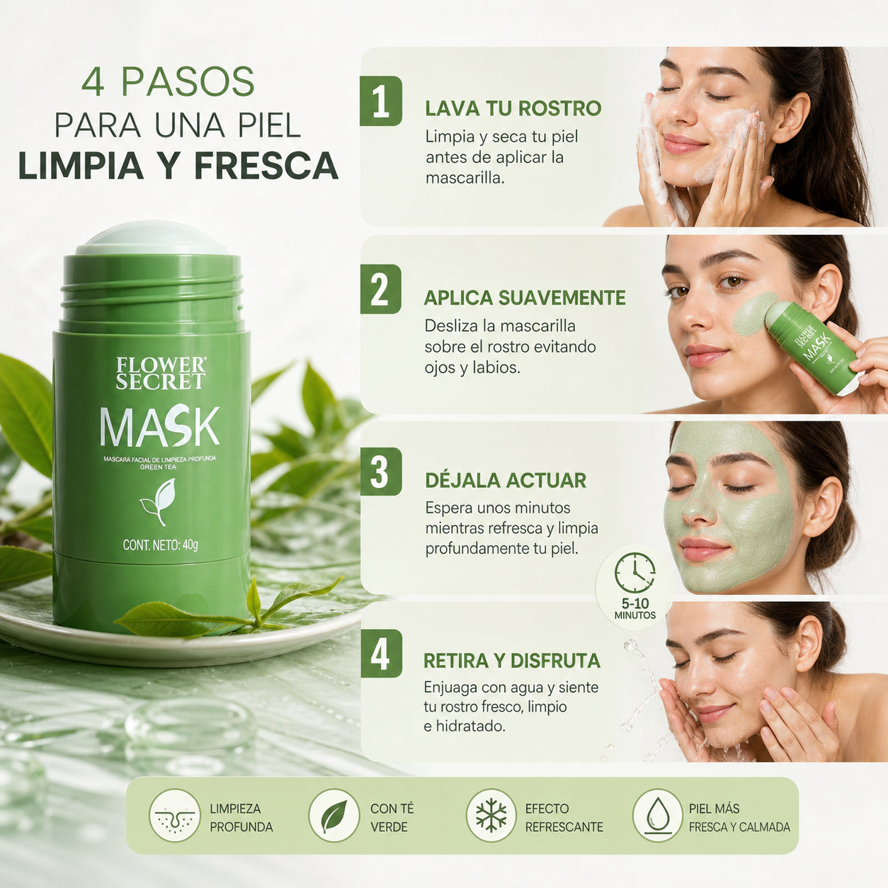 GreenGlow Mask - Piel limpia y revitalizada: MASCARILLA TE VERDE EN BARRA