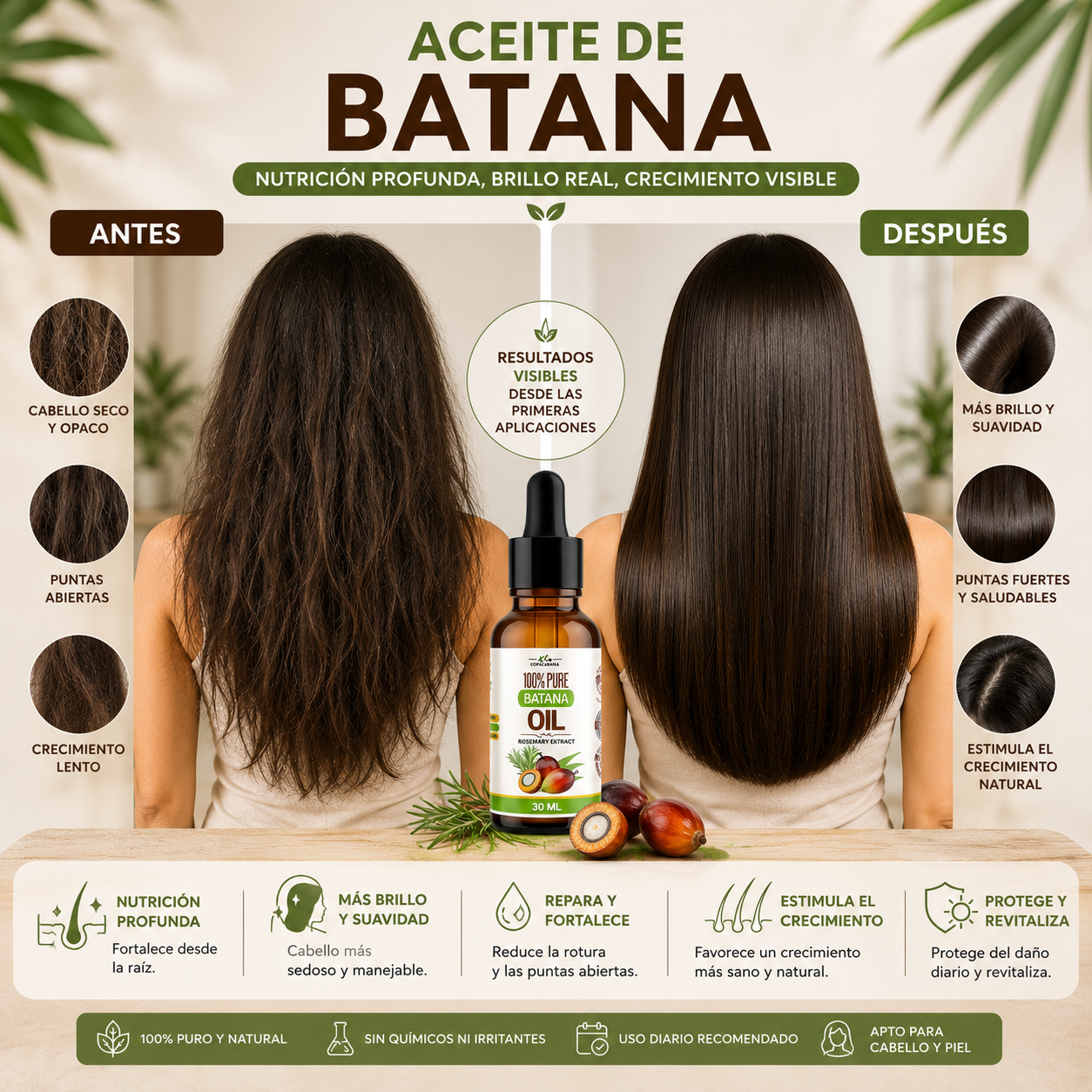 Batané Élixir: Cabello que crece fuerte y brilla de verdad