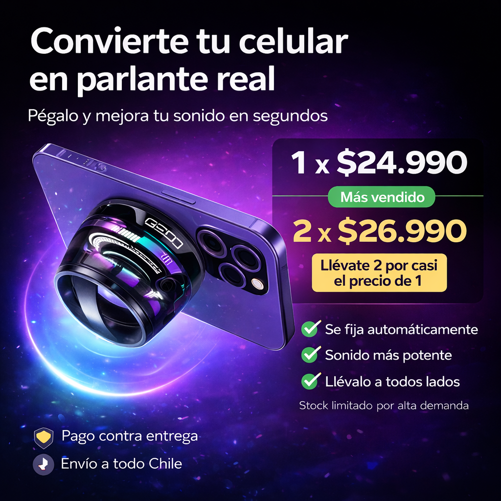 Parlante Magnético Portátil “MagBoom Pro G200: Solo tu celular y ganas de escuchar bien.