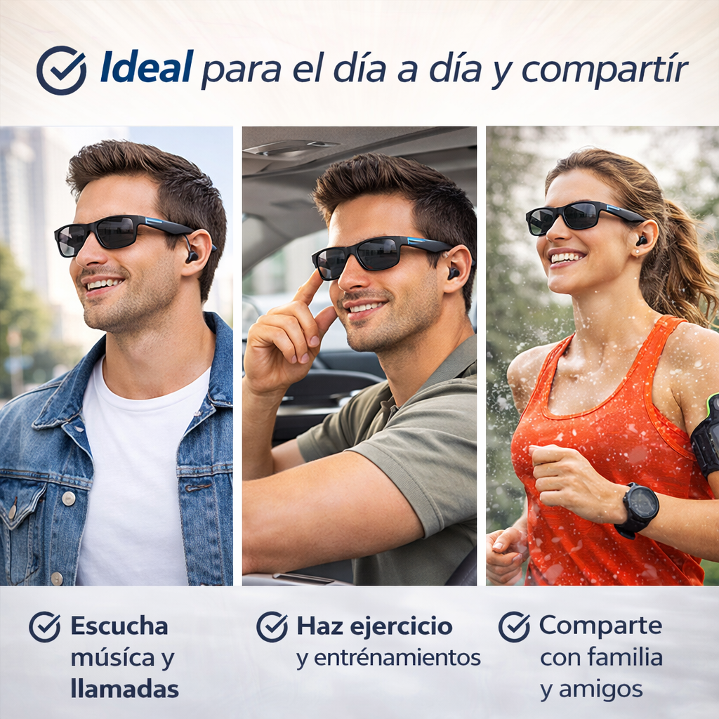 Gafas Inalámbricas inteligentes Táctil : SonicView F-06  Llamadas y música sin manos
