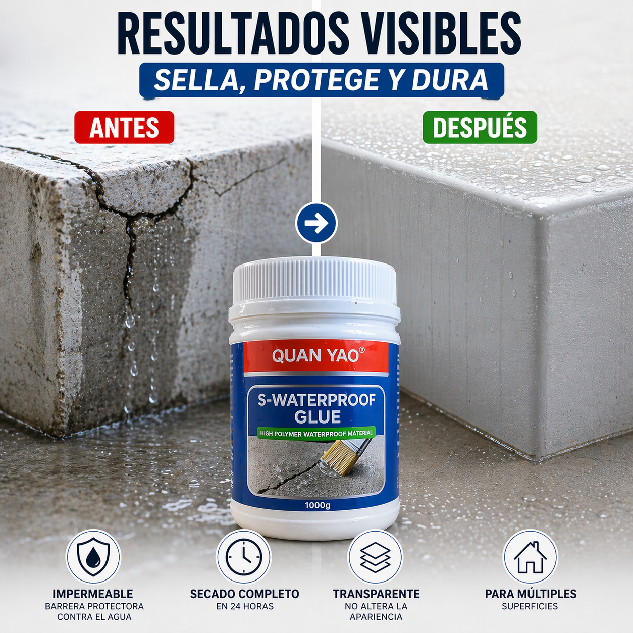 AquaShield Max – Protege contra humedad y fugas; Sellador Impermeable Transparente 1 KG
