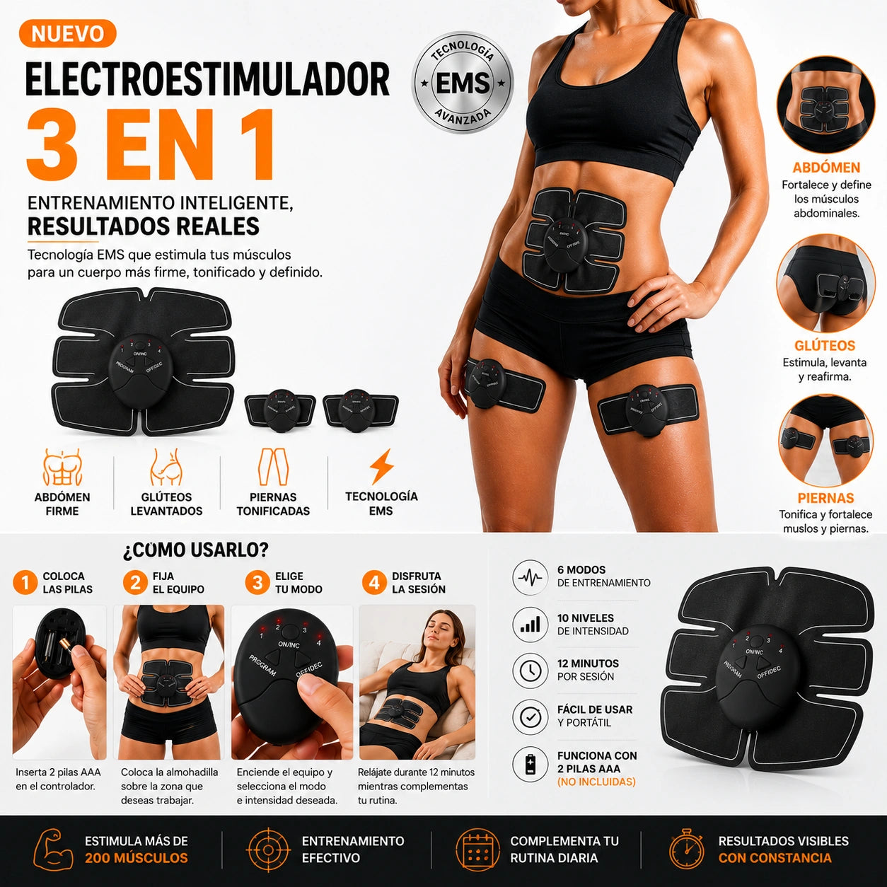 CorePulse - Activa Tus Músculos Fácilmente: TONIFICADOR 3 EN 1