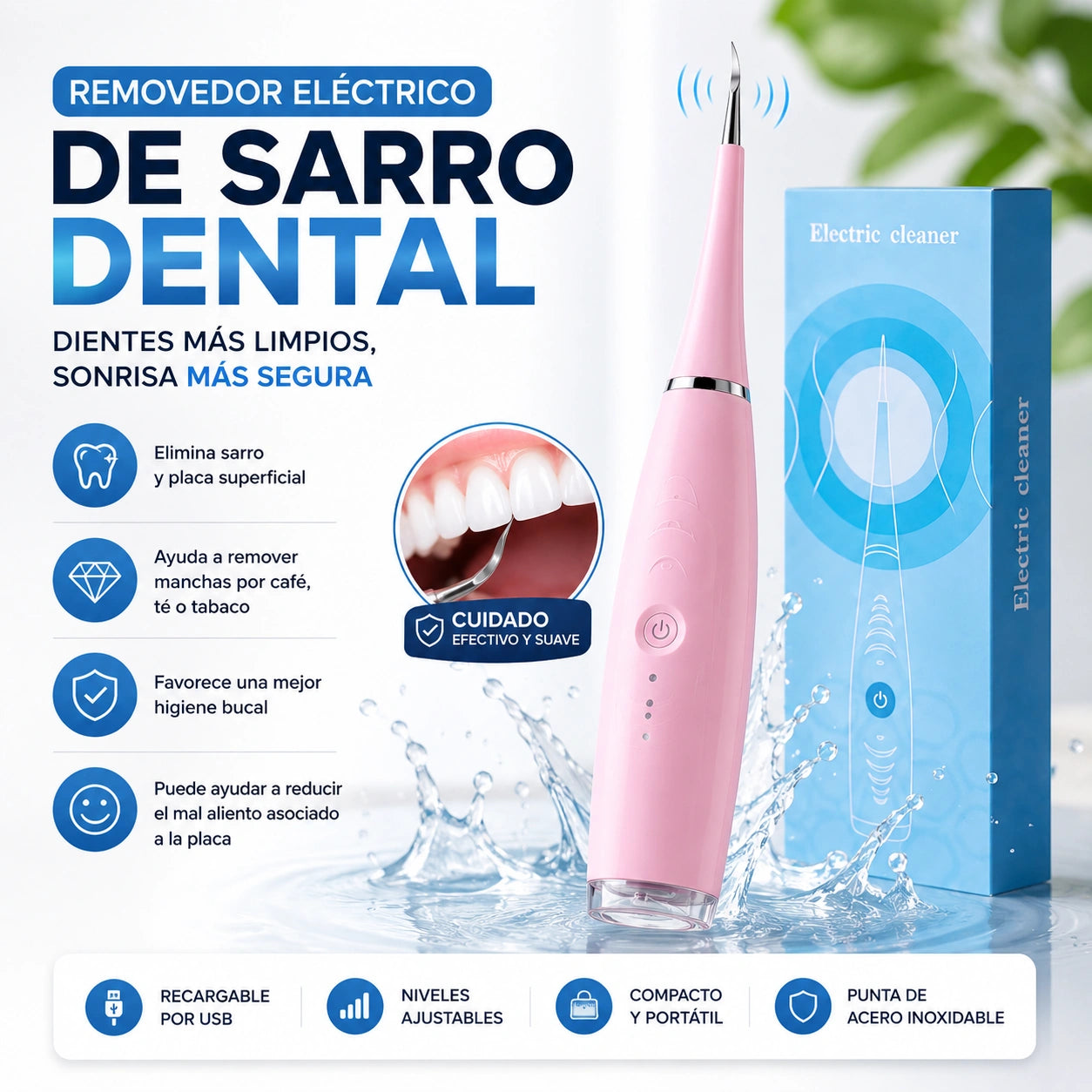 DentaClean – Dientes limpios sin ir al dentista: Removedor de sarro Dental Recargable