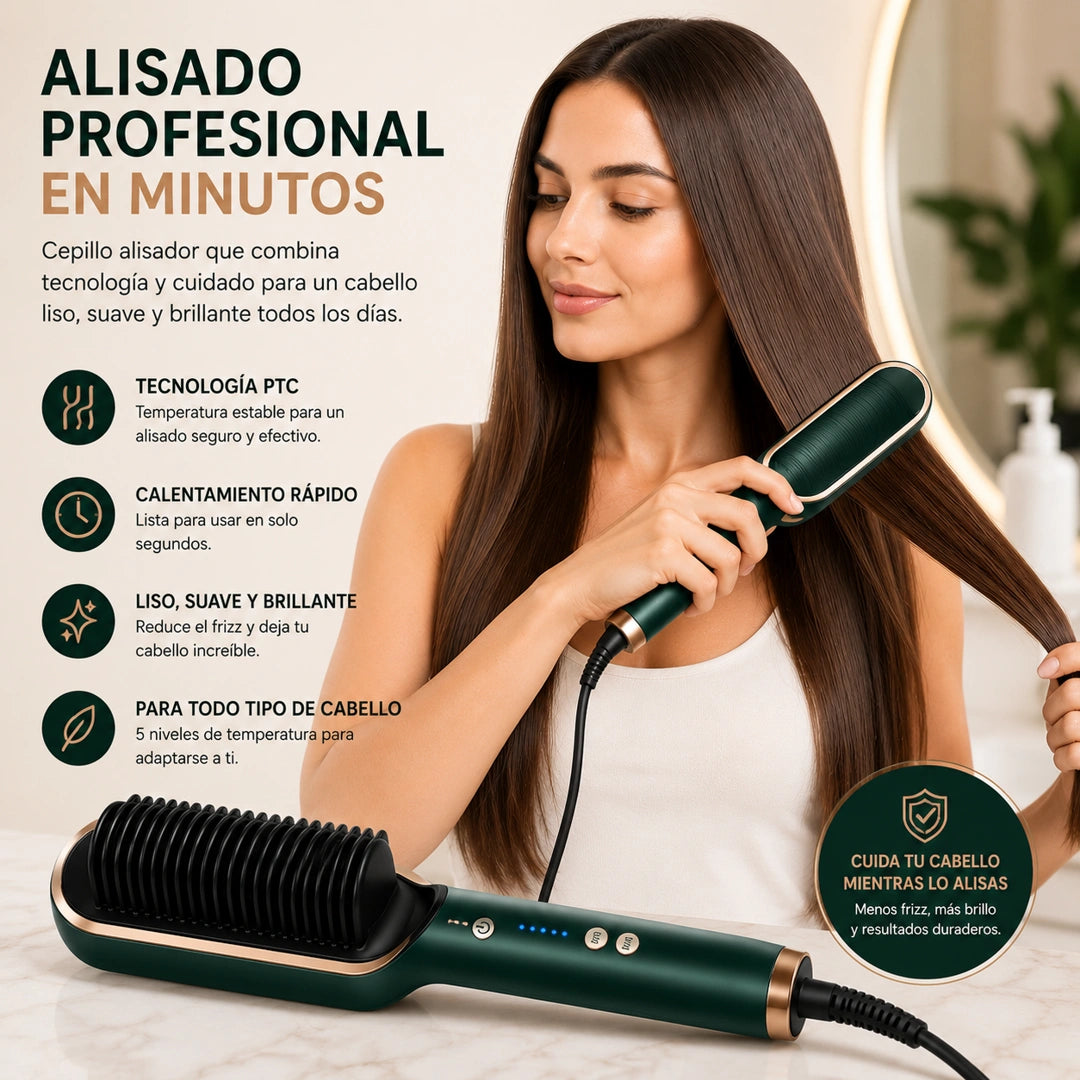 VelvetBrush - Liso perfecto sin plancha tradicional: Cepillo Alisador Rizador Multifuncional