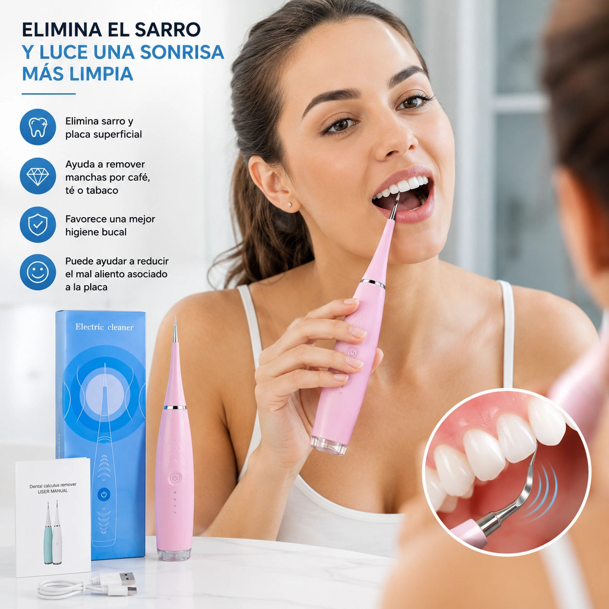 DentaClean – Dientes limpios sin ir al dentista: Removedor de sarro Dental Recargable
