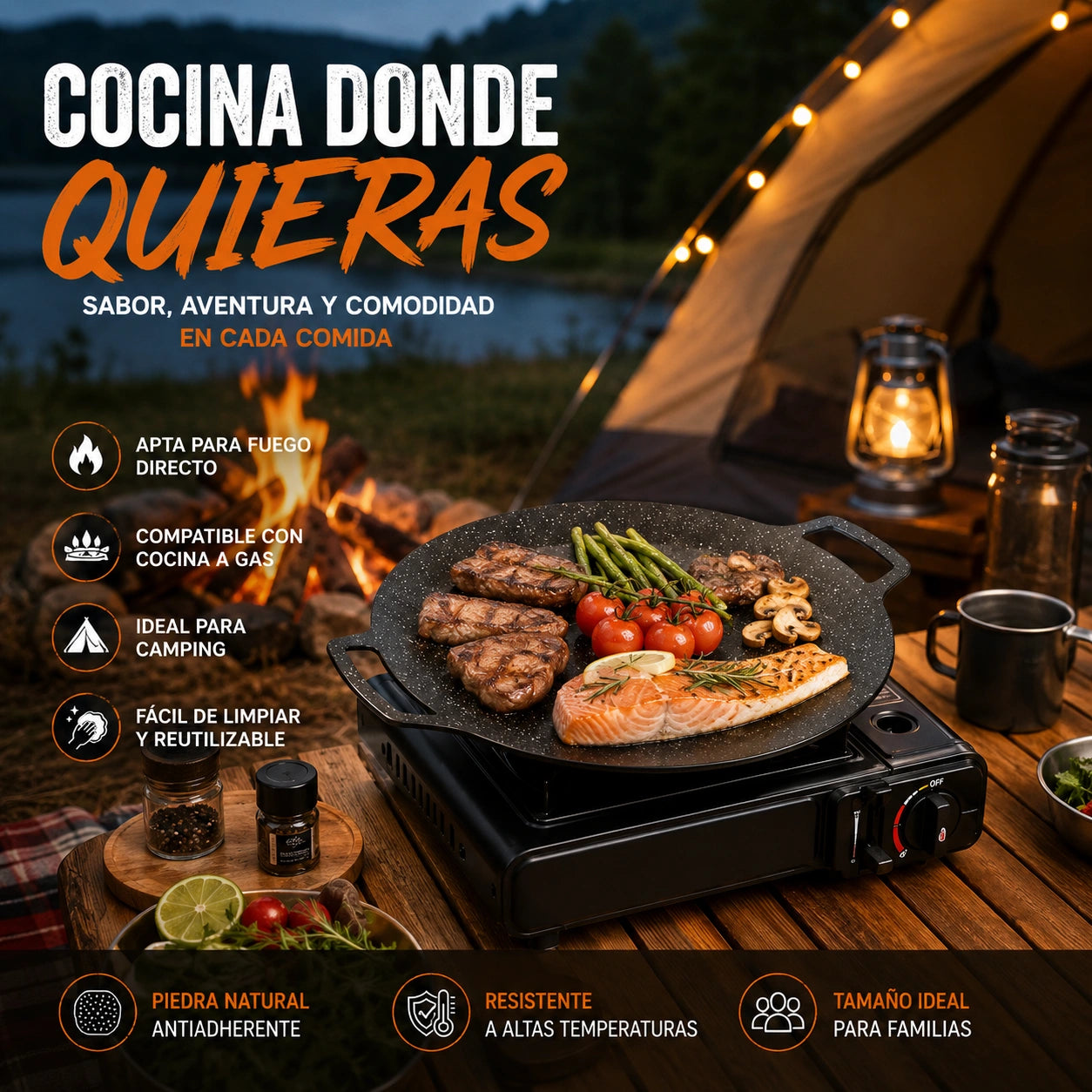 CoreaGrill Pro - Sella tu carne y vegetales como en restaurante: Plancha Coreana asado de disco