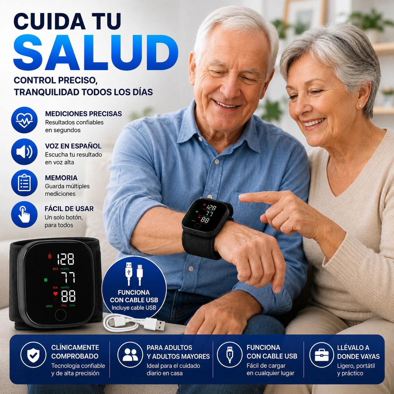 VitalVoz - Escucha tu presión en segundos: TENSIOMETRO DIGITAL NEGRO