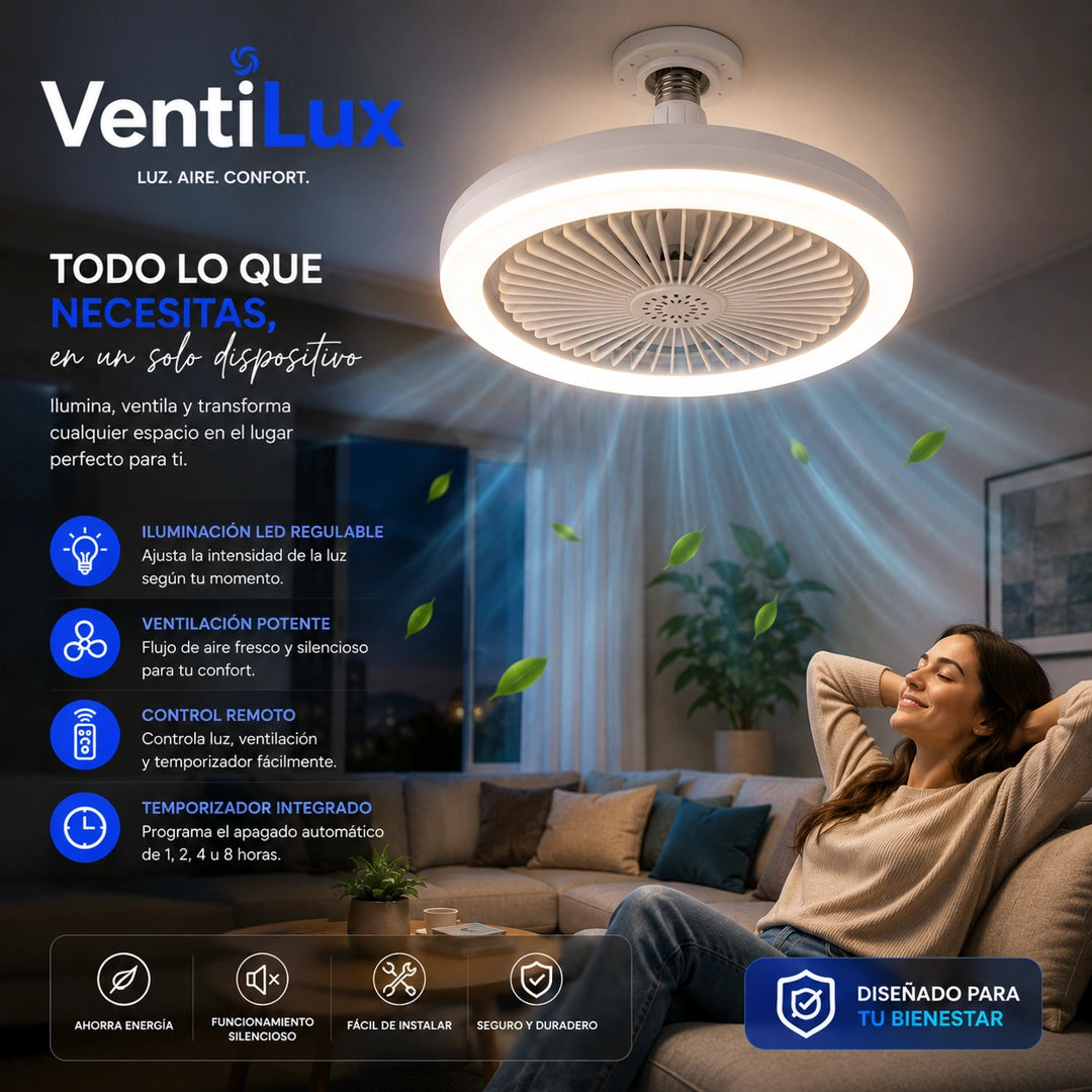 VentiLux - Luz y frescura al instante: Ampolleta ventilador con control remoto