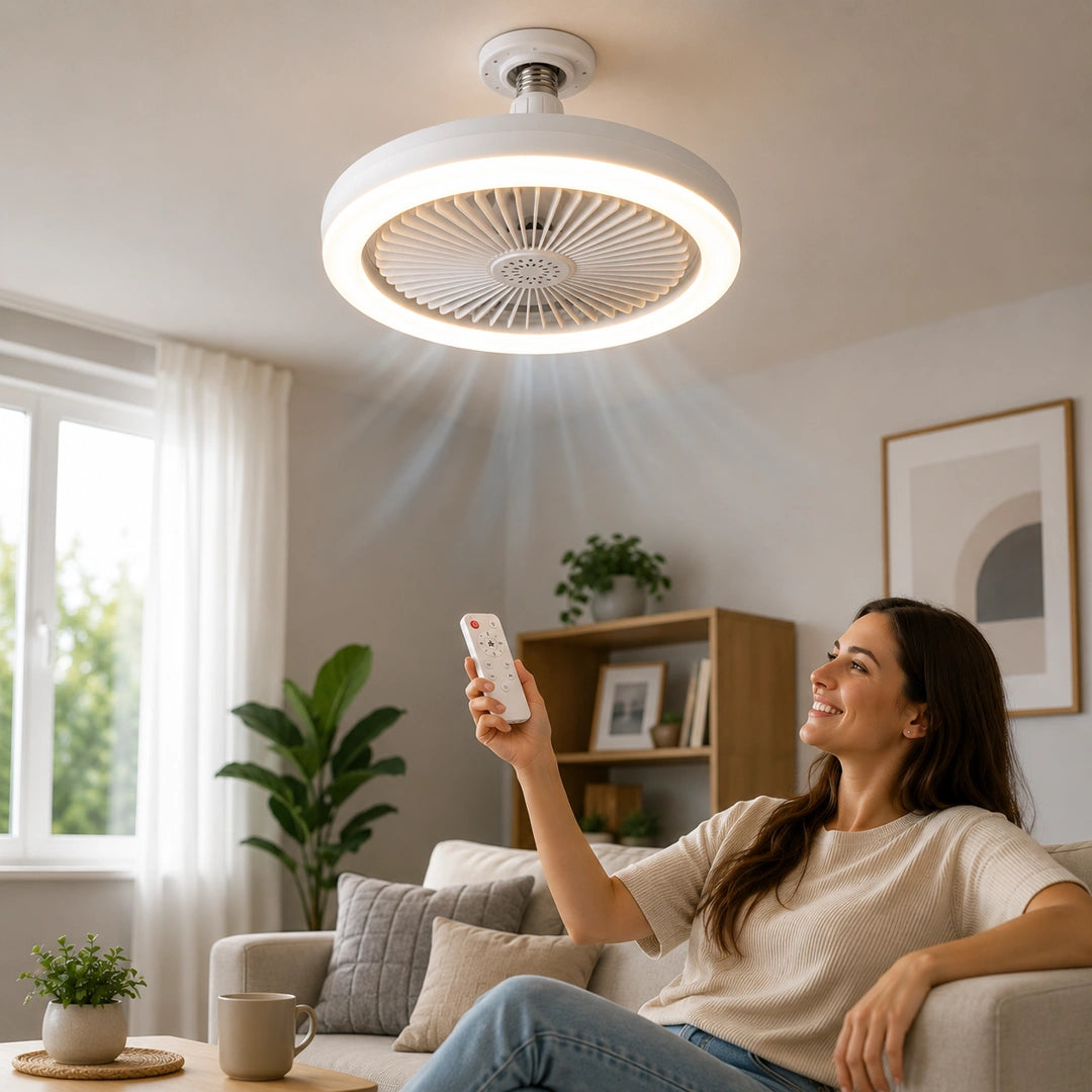 VentiLux - Luz y frescura al instante: Ampolleta ventilador con control remoto
