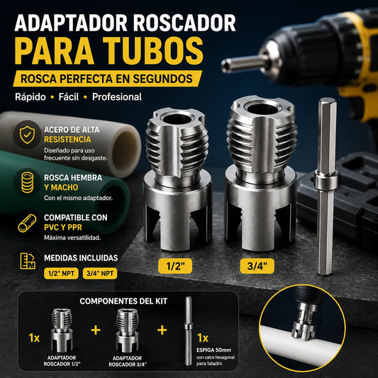 RoscaMax Pro - Rosca tubos PVC/PPR  1/2 Y 3/4 TALADRO