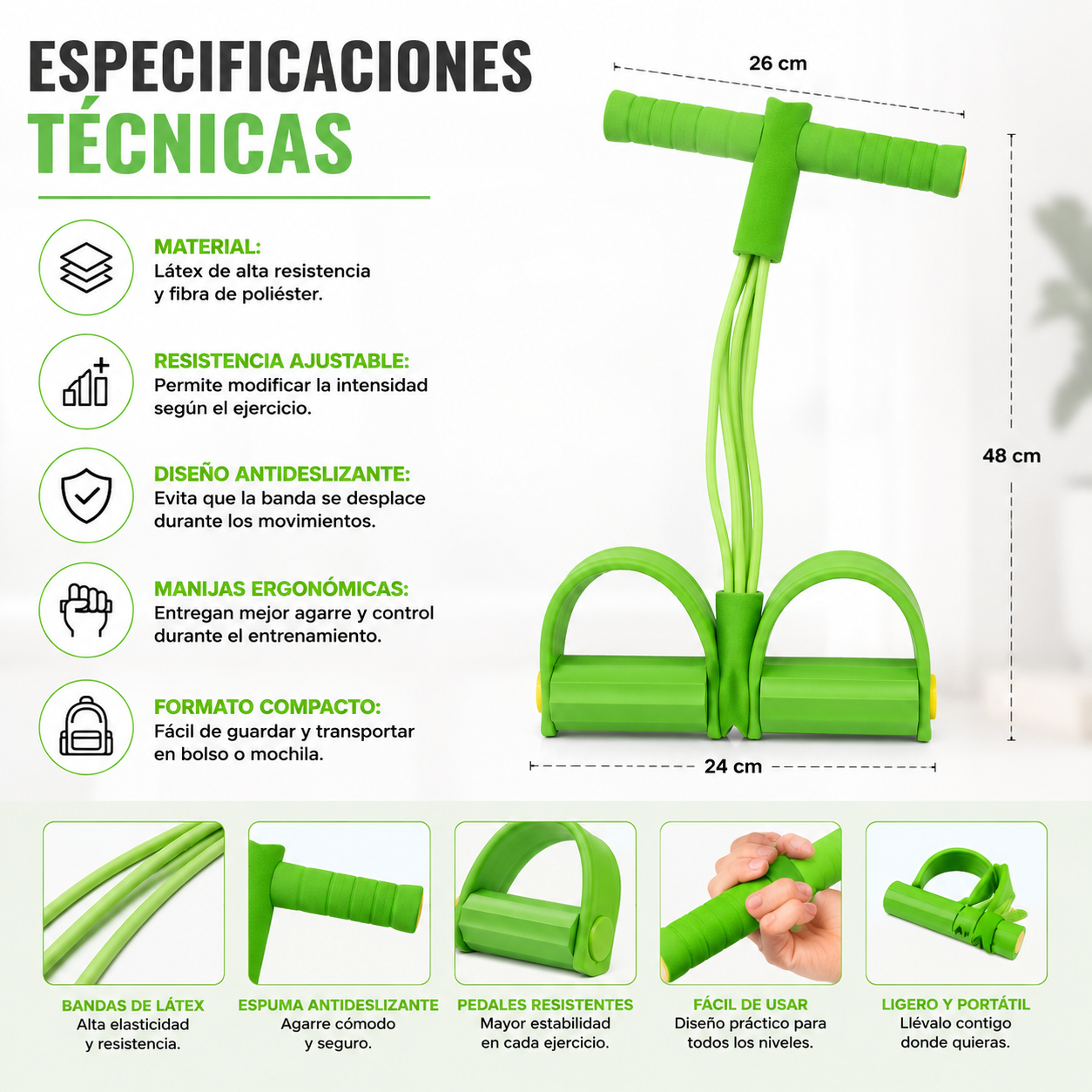 BodyFlex Pro - Entrena Donde Quieras: Bandas Elásticas Resistencia Con Pedal