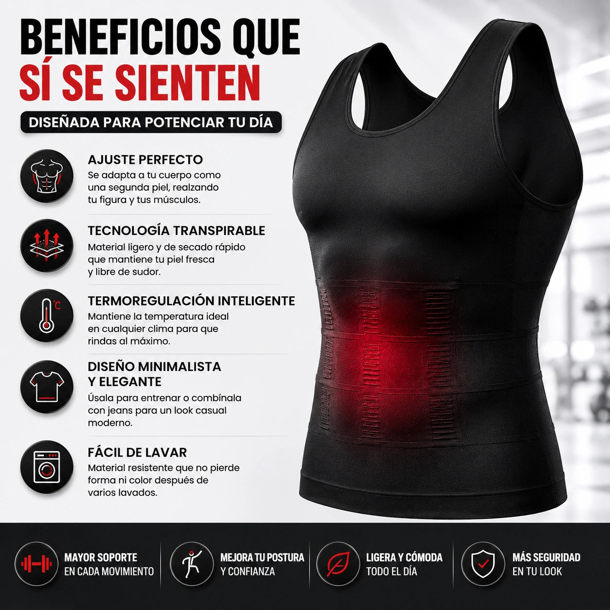 FORZA FIT - Marca tu figura sin esfuerzo: Camiseta comprimida para hombre