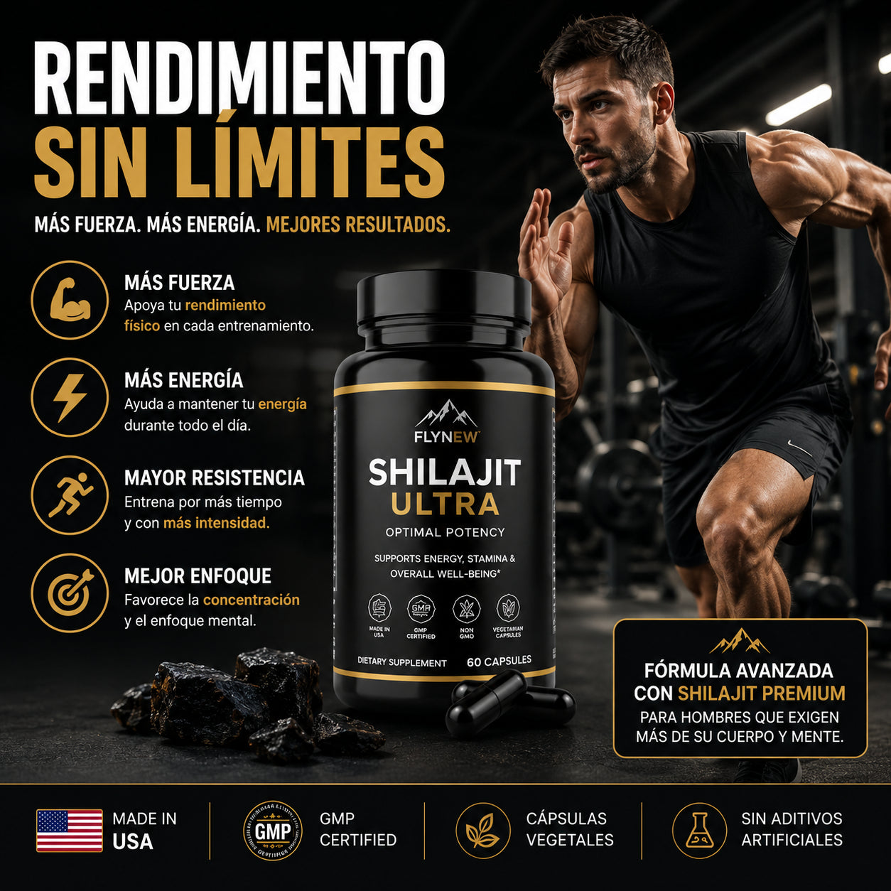 SHILAJIT ULTRA - Energía Todo el Día  - 60 CAPSULAS