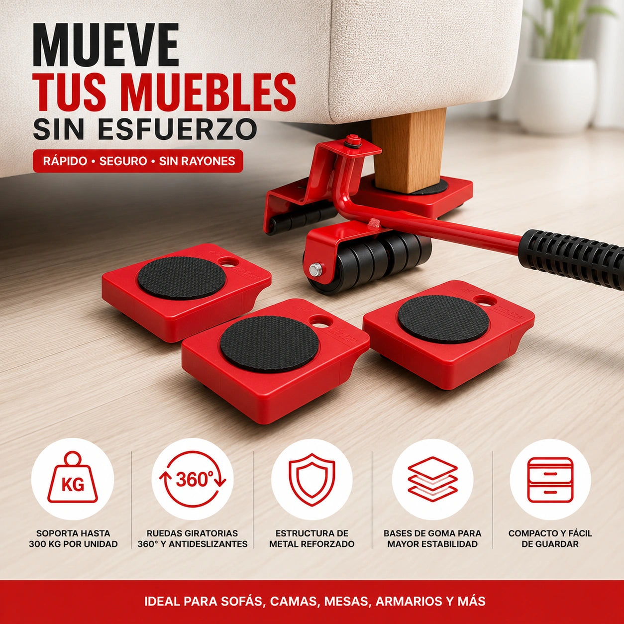 LevantaPro - Mueve Muebles Pesados Sin Esfuerzo: KIT LEVANTA MUEBLE