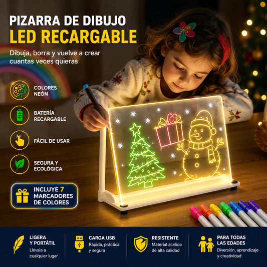 GlowBoard - Ilumina tus ideas al instante: Pizarra Mágica 20cm X 30cm Luz Led USB