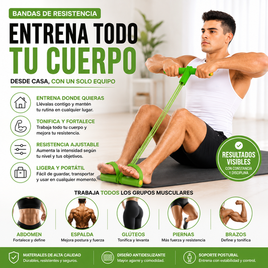 BodyFlex Pro - Entrena Donde Quieras: Bandas Elásticas Resistencia Con Pedal