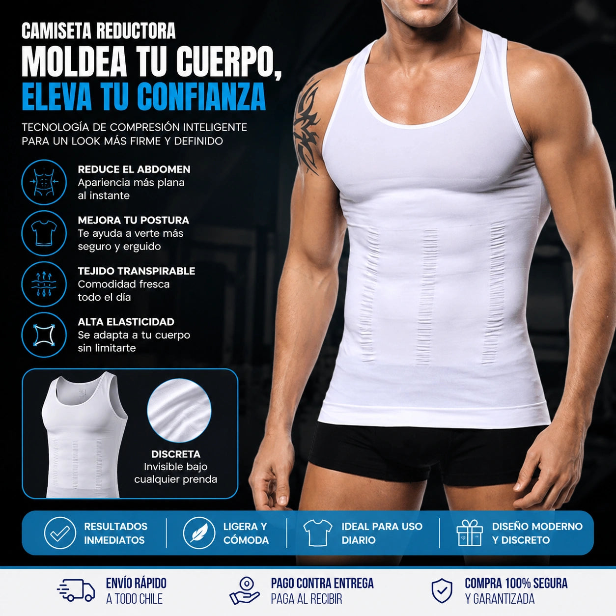 BodyFit Max - Abdomen Plano al Instante.: Camiseta Reductora Masculina Invisible