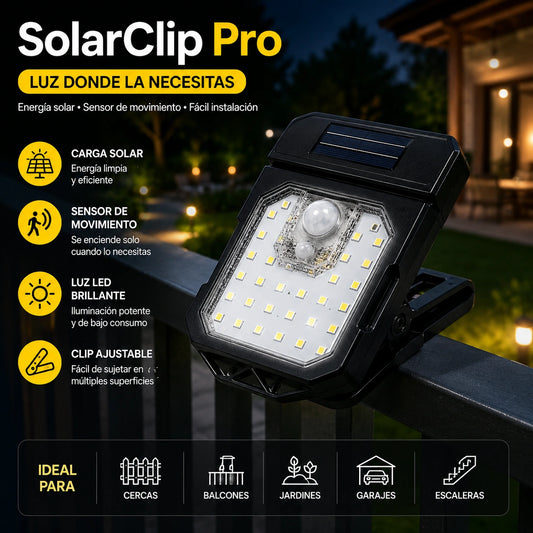 SolarClip Pro - Ilumina donde lo necesites: Lámpara solar con clip sensor YX-525
