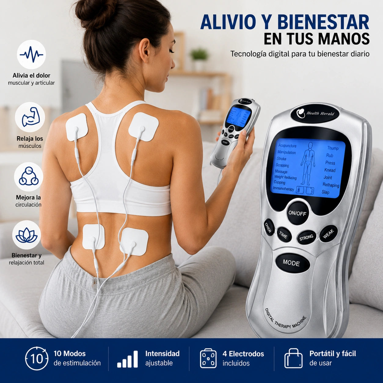 TensPro 4X - Recuperación muscular más rápida: MAQUINA ELECTROESTIMULADOR