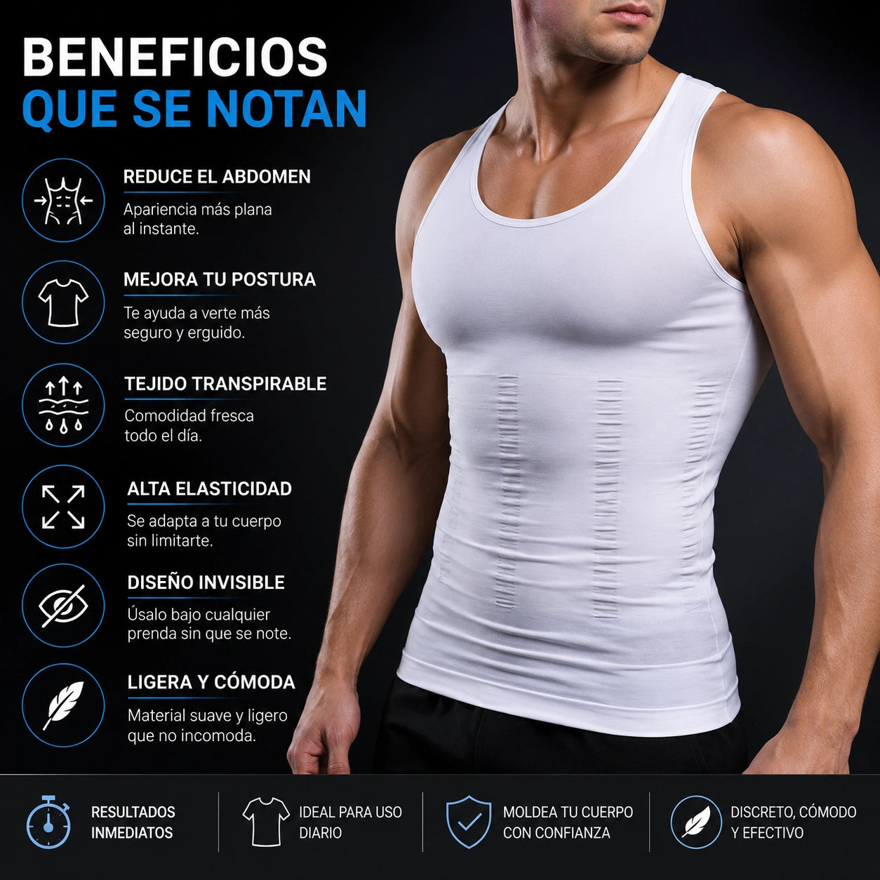 BodyFit Max - Abdomen Plano al Instante.: Camiseta Reductora Masculina Invisible