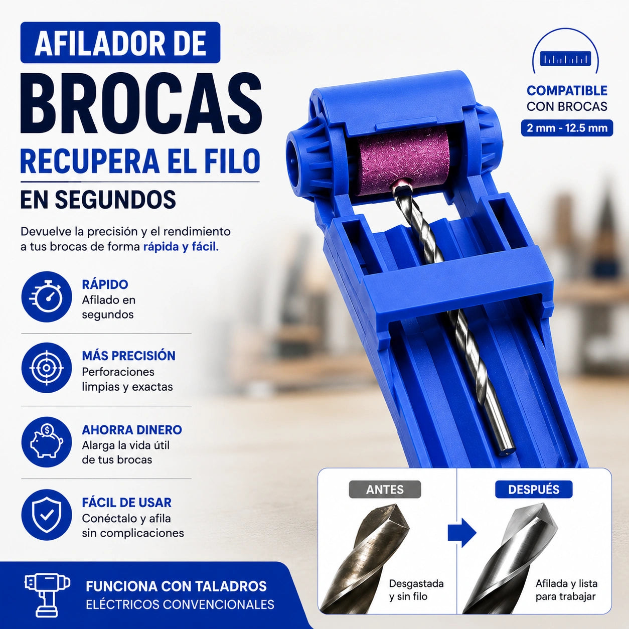 SharpBit - Afila brocas sin esfuerzo: AFILADOR DE BROCAS