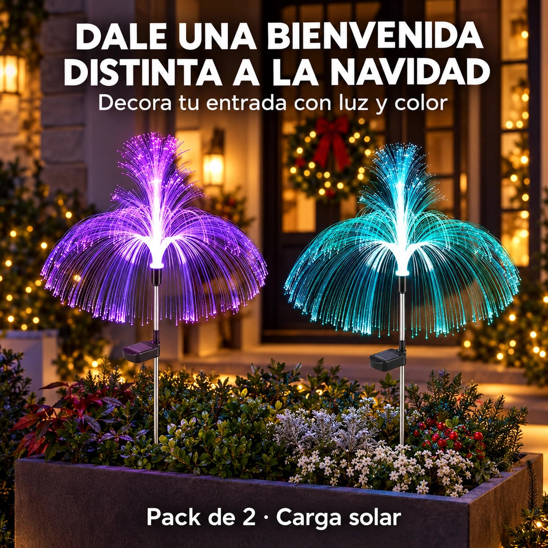 MedusaGlow - Crea un rincón lleno de luz y color: Pack 2 Estacas Medusas Solares Multicolor
