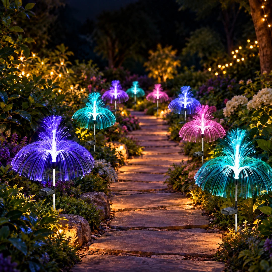 MedusaGlow - Crea un rincón lleno de luz y color: Pack 2 Estacas Medusas Solares Multicolor